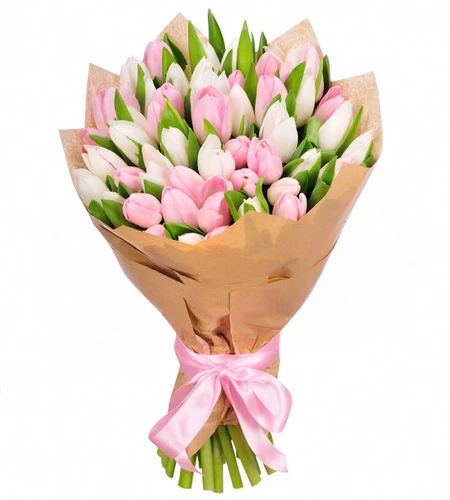 Elegant Pink & White Tulip Bouquet