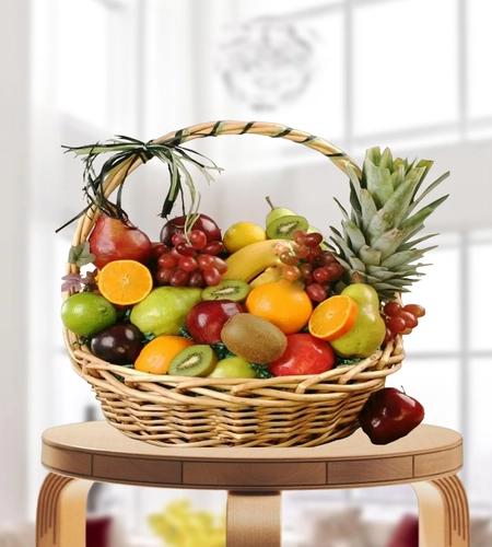 Arrangement of Mixed Fruits in a Basket